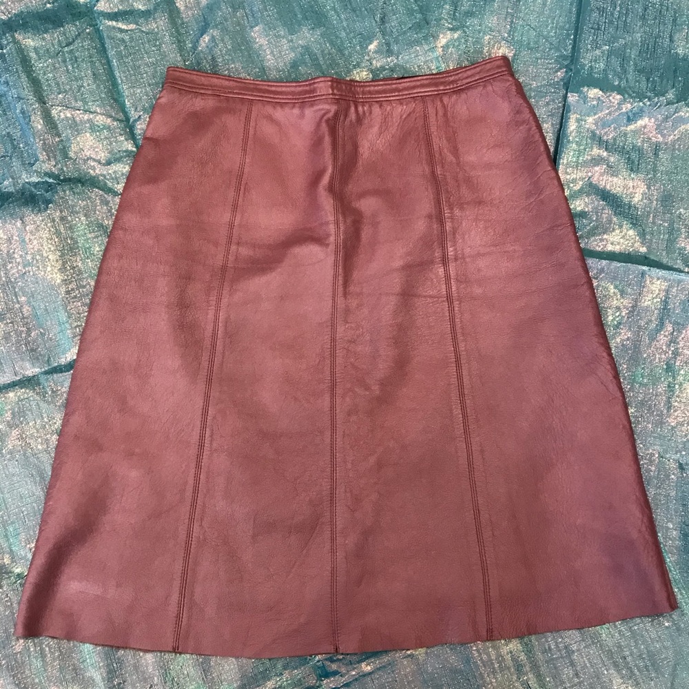 BCBG MaxAzria Pink Leather Midi Skirt